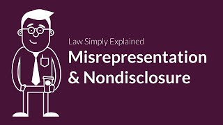 Misrepresentation and Nondisclosure  Contracts  Defenses amp Excuses [upl. by Hajan]