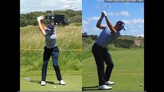 Justin Thomas golf swing  Long Iron faceon amp downtheline July 2017 [upl. by Nosyla]