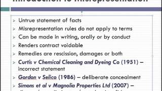 Misrepresentation Lecture 1 of 4 [upl. by Luciano]